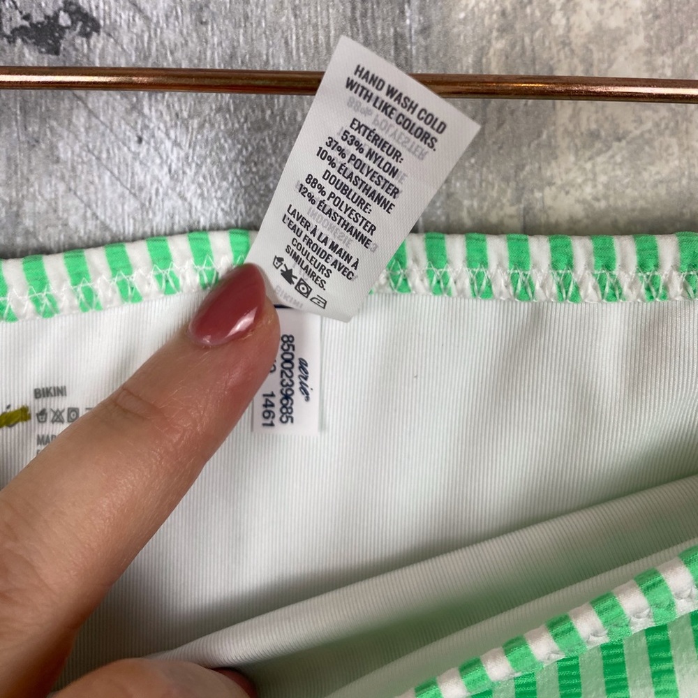 Aerie Green Seersucker Stripe Cheeky Bottom Large - Picture 11 of 13